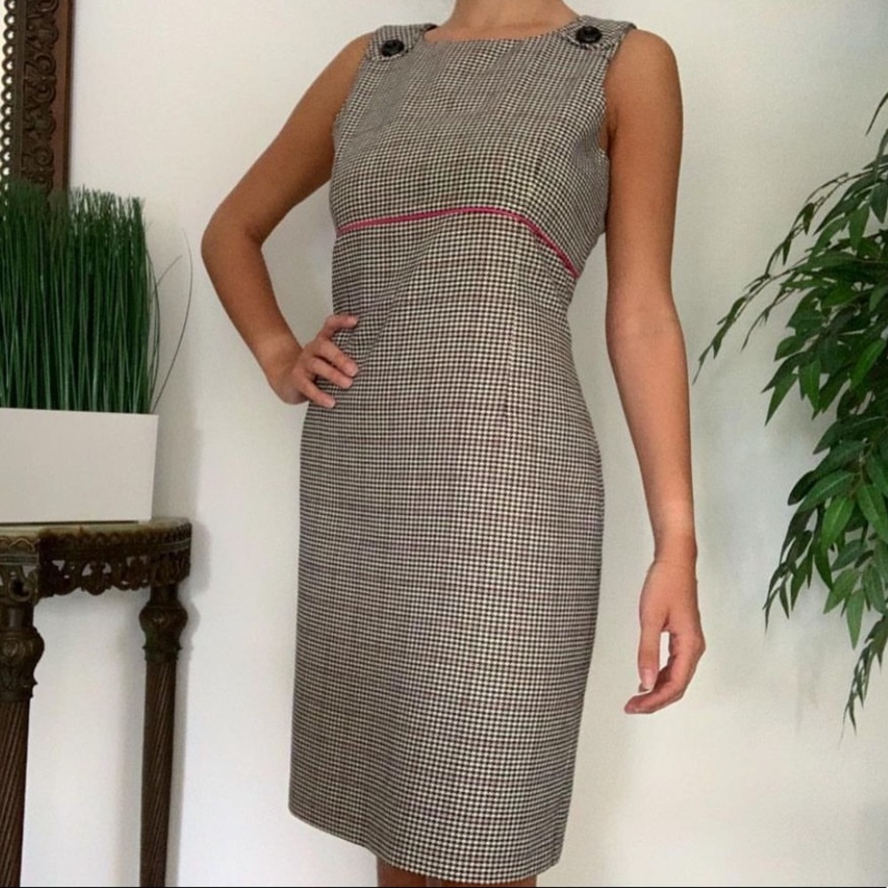 Formal Black and White Checkered Business Dress